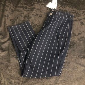 Petite stripe tube jeans